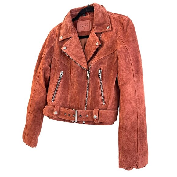 Blank NYC Suede Moto Jacket Chestnut Brown Size Small NWOT - Picture 2 of 5